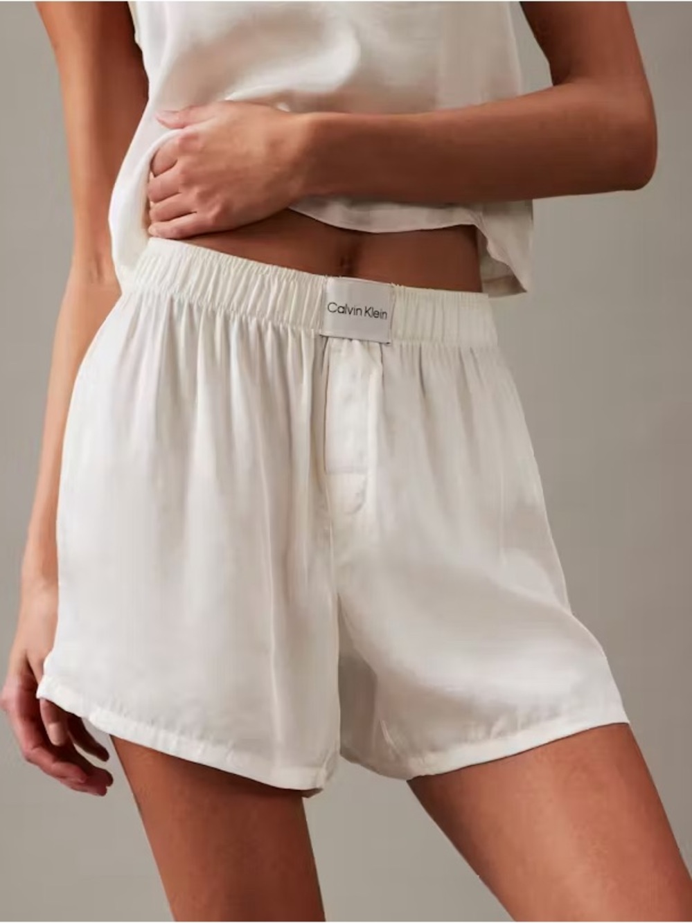 NWT Calvin Klein Pure Sheen Pajama Shorts in white. Size XL